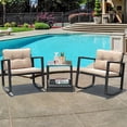 thumbnail image 1 of Costway 3PC Patio Rattan Conversation Set Rocking Chair Cushioned Sofa Garden Furniture, 1 of 10
