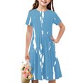 thumbnail image 1 of Liquidation Aujourd'hui Iumwxz Robe Décontractée Trapèze Robe Tunique pour Adolescentes Robe Col Rond Imprimé à Rayures Manches Courtes Robes pour Adolescentes Robe Confortable pour Aller à l'École 4-14 Ans, 1 of 7
