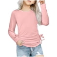 thumbnail image 1 of Sunnyoo T-Shirt Décontracté à Manches Longues pour Tout-Petites Filles, Col Rond, Froncé avec Nœud, Tailles 3-14, 1 of 7