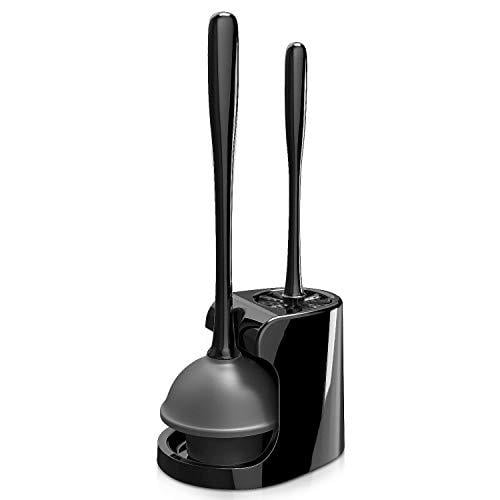 MR. SIGA Toilet Plunger and Bowl Brush Combo for Bathroom Cleaning, Black, 1 Set