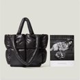 thumbnail image 4 of tredstone Nylon Stylish Puffer Tote Bag With Large Capacity Comfortable Shoulder Straps Padded Shoulder Bag Gray 1Set, 4 of 6