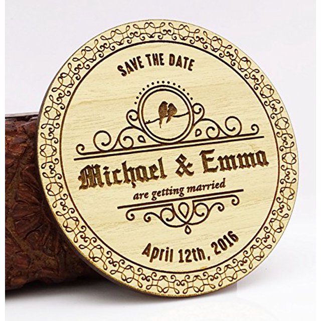 Custom Engraved Wooden Magnet Personalized Gift 40 Rustic Wedding Save the Date Wooden Magnet