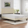 thumbnail image 2 of VECELO Queen Size Upholstered Beds, Modern Platform Bed Frame with Adjustable Headboard, Wooden Slats Support/No Box Spring Needed, Beige, 2 of 8