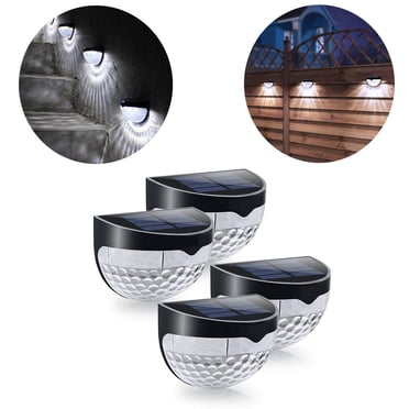Lampes Solaires d'Extérieur pour Clôture, Demi-Cercle, Montage Mural, Éclairage Décoratif pour Terrasse, Lot de 4, Noir