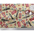 thumbnail image 2 of Soimoi Poly Georgette Fabric Bus,Telephone Booth & London Clock Tower Architectural Print Sewing Fabric Yard 42 Inch Wide, 2 of 3