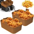 thumbnail image 1 of 2 Pack Air Fryer Silicone Pot with Handle Reusable Rectangular Baking Pan Double Basket Air Fryer Oven Microwave Liner(Red), 1 of 10