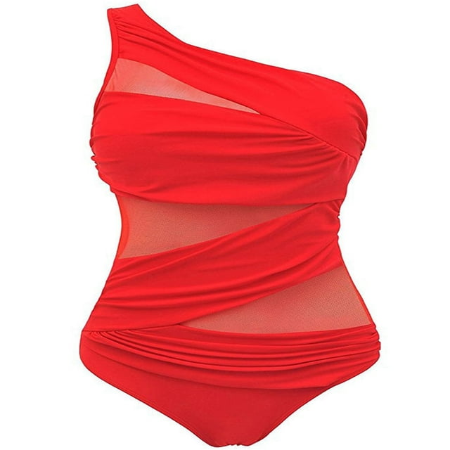 Women One Shoulder Plus Size Monokini Swimwear