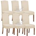 thumbnail image 1 of Oblique Plaid Waterproof Stretch Chair Covers for Dining Room Set of 6, Removable Washable Dining Room Chair Covers, Dining Chair Slipcovers Seat Protector(Cream), 1 of 7