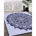 thumbnail image 3 of Ahgly Company Tapis Rond Lavable en Machine Intérieur Transitionnel Bleu Céleste, 4 Pieds Rond, 3 of 7