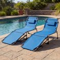 thumbnail image 4 of Costway Outdoor Folding Chaise 4-Position Lounge Chair with Face Hole &Adjustable Footrest Blue, 4 of 9