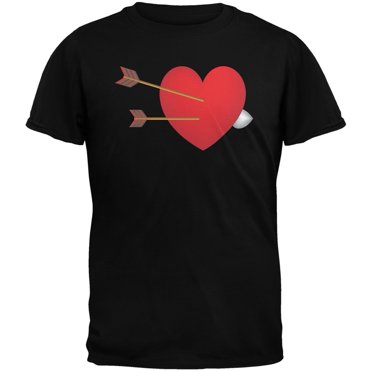 Couples Cupid Heart Black Adult T-Shirt