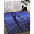 thumbnail image 3 of Ahgly Company Tapis d'Intérieur Lavable à la Machine, Carré, Transitionnel, Bleu Royal, Tapis de Zone, 5 Pieds Carré, 3 of 7