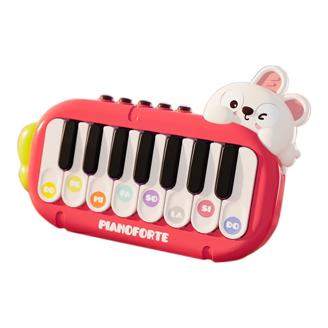 SIYTUAU Mini Piano Toy For Toddlers Multifunctional Educational Keyboard With Lights Music 3 Instrument Modes Portable Early Learning Plastic Instrument Red Red