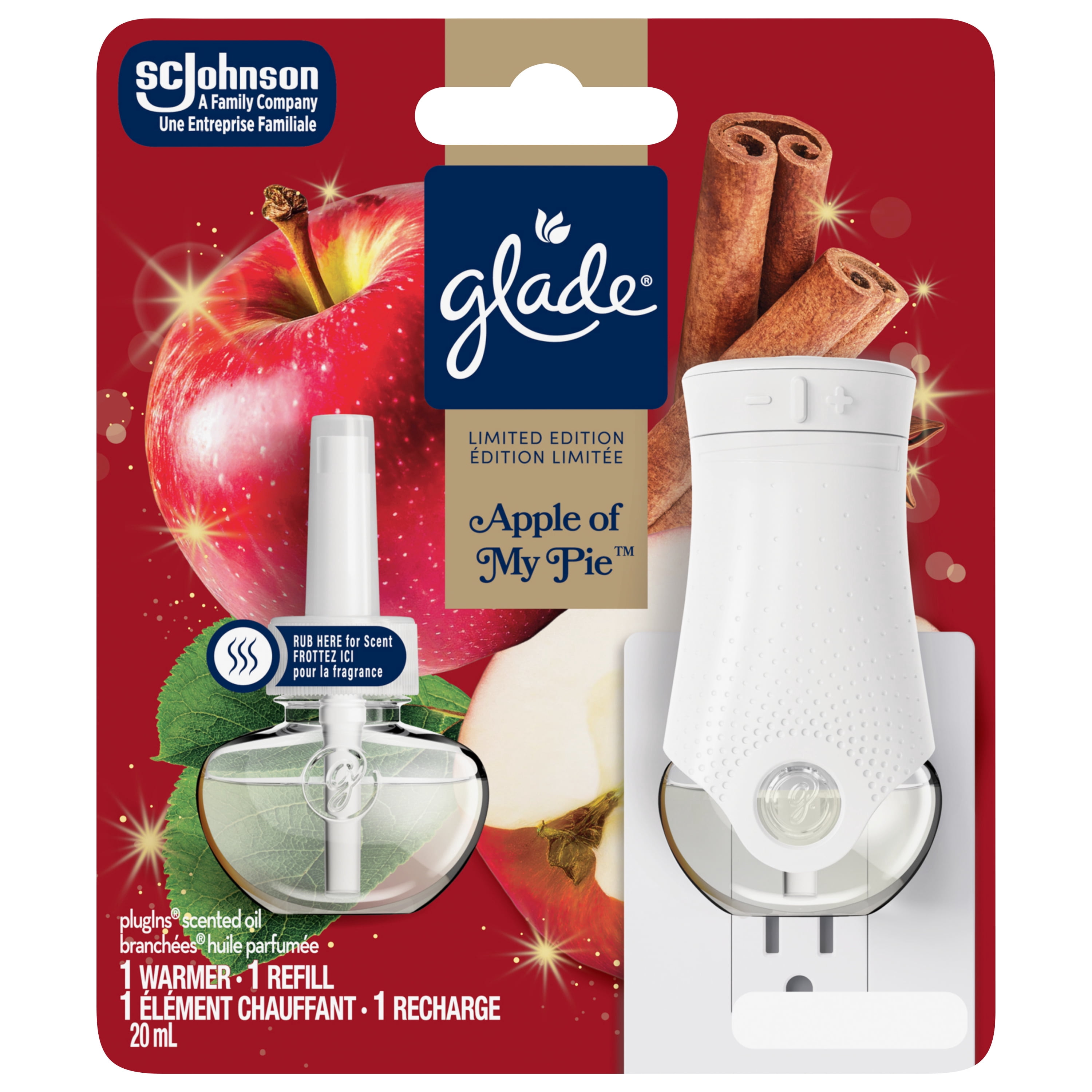 Glade Plugins® Air Freshener Scented Oil Kit, Apple of my Pie™, 1 Warmer 1 Refill