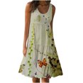 thumbnail image 1 of SMihono Robes d'Été Bohémiennes pour Femmes Grande Taille Mode Décontractée Sexy Col Carré Imprimé Robes d'Été Sans Manches Robe Pull, 1 of 5