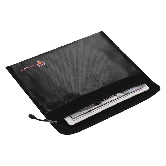Graflsoa Fireproof Document Bag with Heat Resistance, Waterproof & Explosion-Proof Design, 15" x 11", Black, Horizontal Style for Home or Office Use