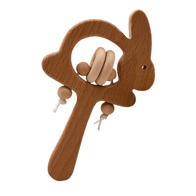 XZNGL 100% Wooden Bear Baby Rattles Bracelet Teething Pain Relief Gifts Small Bell