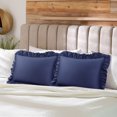 thumbnail image 2 of PiccoCasa 2 Pcs 100% Cotton Ruffled Pillowcases Soft with Envelope Navy Blue Standard, 2 of 7