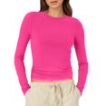 thumbnail image 1 of T-Shirts pour Femmes à Manches Longues Col Roulé Haut pour Femmes Lot Coton Spandex Chemises pour Femmes Col Rond Crop Top Femmes T-Shirts de Course à Manches Longues pour Femmes T-Shirt Tendance Basique Uni Femmes T, 1 of 5