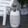 thumbnail image 2 of Outsunny 12.5" Outdoor Side Table, Round Hollow Drum End Table, White, 2 of 10