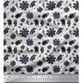 thumbnail image 1 of Soimoi polyester Crepe Fabric Leaves & Cosmos Floral Printed Fabric 1 Yard 52 Inch Wide, 1 of 3