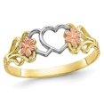 thumbnail image 1 of Bague Promesse en Or 10K Jaune et Blanc avec Cœur et Fleur, 1 of 5