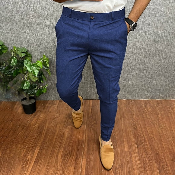 FcBaudy Full Length Pants Men's Summer Straight Leg Daily Thin Casual Business Pants Mens Cotton pants