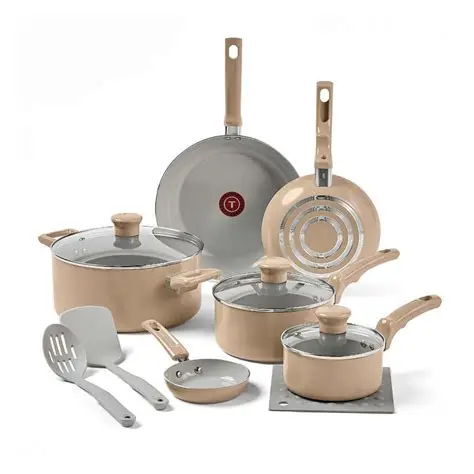 Refresh Ceramic Non-Stick 12-Piece Cookware T-fal Set (Sand-Dune)