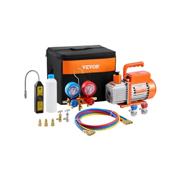 VEVOR Pompe à Vide et Manomètre de Collecteur à Palette Rotative Monocellulaire CVC 4,5 CFM