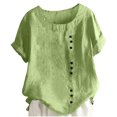 thumbnail image 2 of Timegard Plus Size Tops for Women Round Neck Short Sleeve Button Lightweight Blouse Casual Loose Tops, 2 of 5