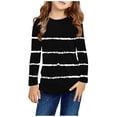thumbnail image 2 of AherBiu T-Shirts à Manches Longues pour Tout-Petites Filles, Col Ras du Cou Décontracté, Rayés, T-Shirts pour Enfants Confortables d'Automne, Hauts pour Enfants, 2 of 6