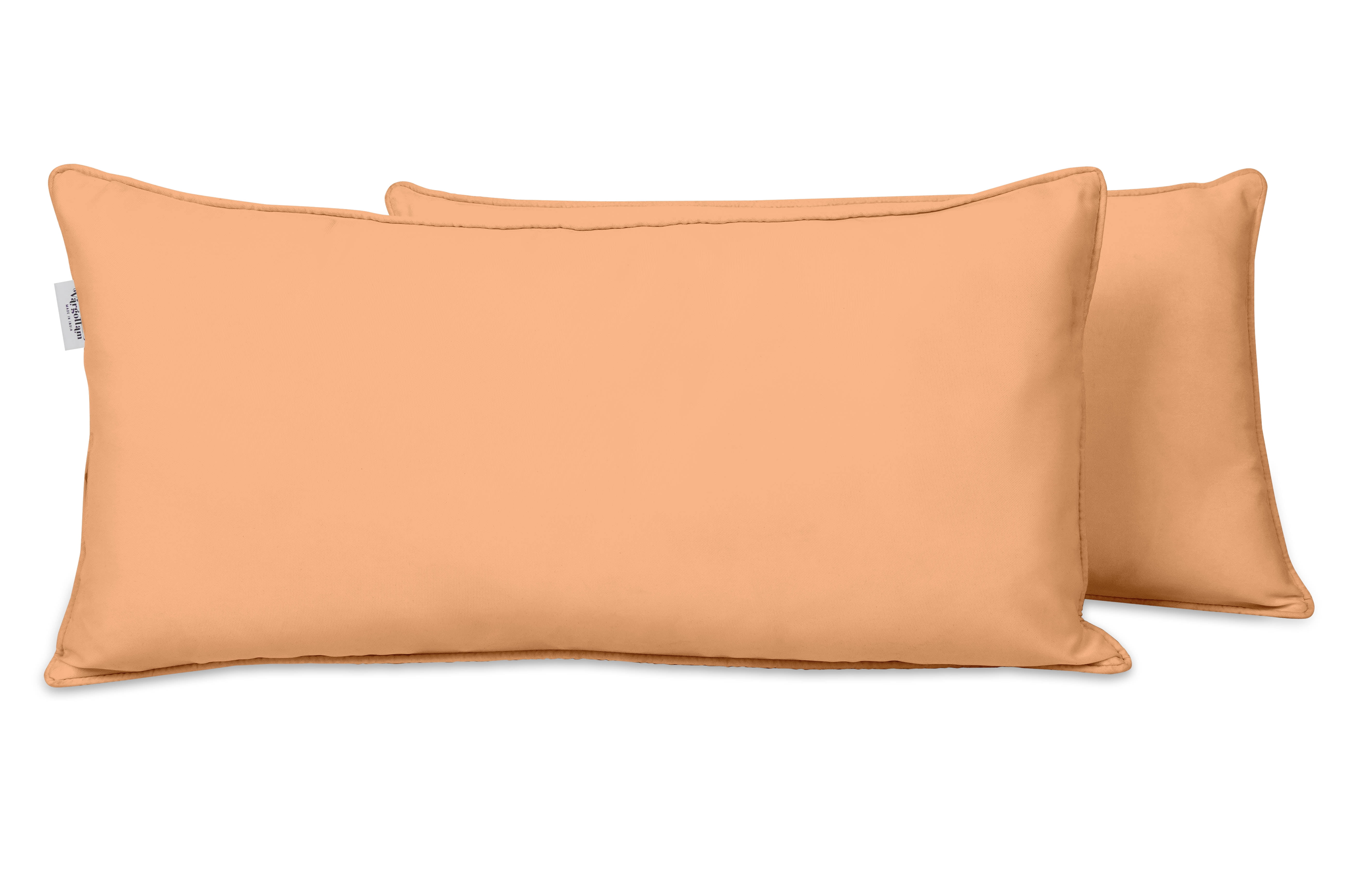 VargottamIndoor/OutdoorPolyester FabricLumbarPillowCover,All-Weather Waterproof Rectangular Cushion Case for Patio Furniture,12" x 20"Set of 2-Light Peach