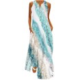thumbnail image 2 of EGNMCR Robes d'Été Femmes Tendance 2024 Femmes Décontracté Ample Imprimé Robe Débardeur Plage Col en V avec Poches Robe Sans Manches, 2 of 5