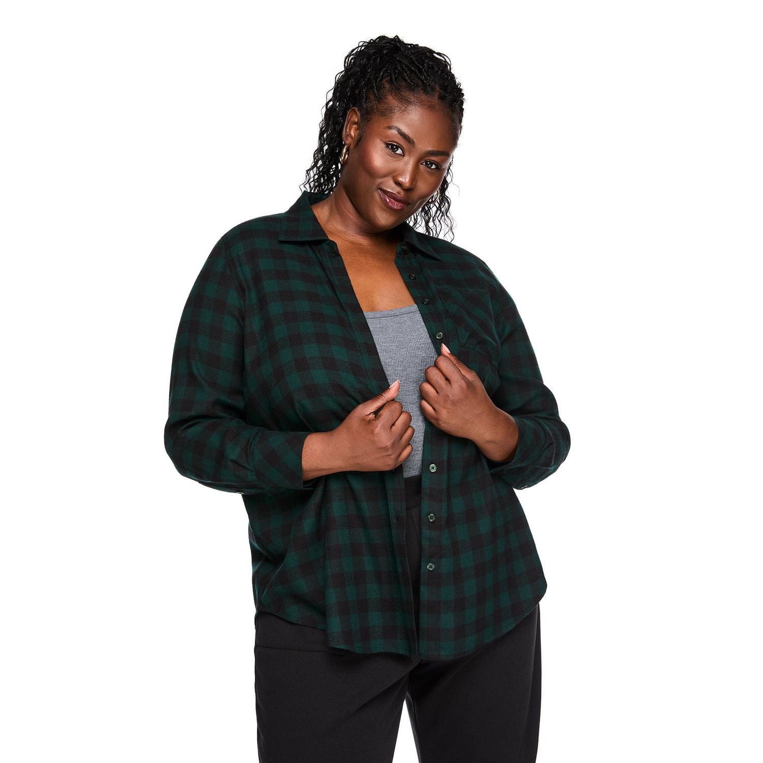 Lane Bryant Women's Plus Plaid Button-Up Shirt