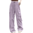 thumbnail image 1 of Women's Baggy Cargo Pants - Drawstring Wide Leg, Polyester - Streetwear/Hip Hop - S-XXL, 1 of 5