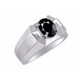 thumbnail image 3 of RYLOS Men's Rings Sterling Silver Rings Classic Designer  9X7MM Oval Gemstone &  Sparkling Diamond Ring Onyx October Birthstone Ring Size 9, 3 of 7