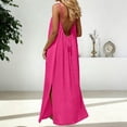 thumbnail image 2 of Daiosportswear Robe Longue de Détente pour Femmes à Bretelles Spaghetti, Dos Nu, Coupe Ample, Robe-Robe à Manches Courtes pour Femmes, Rose Vif P(S), 2 of 7
