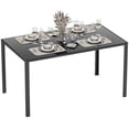 thumbnail image 1 of HOMCOM Table à Manger Rectangulaire, Table de Cuisine en Verre Trempé avec Pattes en Acier, 1 of 10