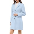thumbnail image 1 of INSPIRE CHIC Women's Coat Solid Color Notched Lapel Single Breasted Winter Peacoat Blue M, 1 of 7