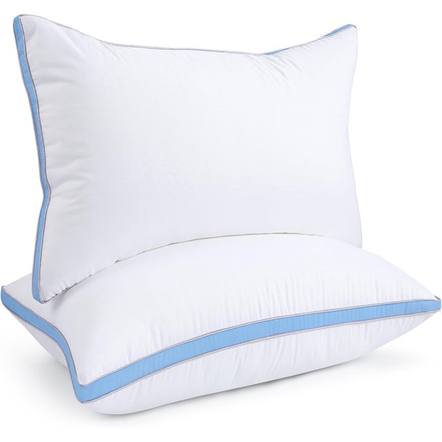 Pillows Queen Size Hotel Quality Cooling Down Alternative Gusseted Bed Pillows for Side Back or Stomach Sleepers Soft and Supportive for Sleeping Machine Washable