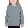 thumbnail image 2 of RXIRUCGD Cardigan à Col Rond pour Filles en Coton Uni à Manches Longues, Bleu, Taille : 3 Ans, 2 of 8