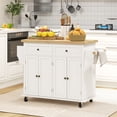 thumbnail image 2 of HOMCOM Modern Rolling Kitchen Island Cart with Drawers, Cream White, 2 of 10