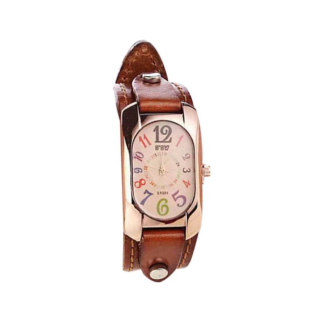 HBFAGFB Women's Watch Quartz Leather Strap Rectangular Colored Digital Watch Cute Dress B