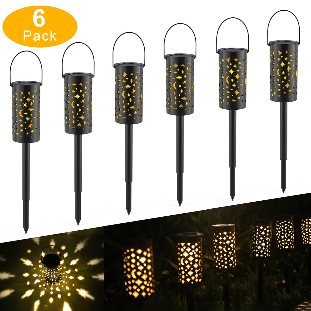 Amdohai Tomshine Solar Powered Ground Light Outdoor Garden Lights LED Pathway Lantern Stake Lamp Decoration Lighting for Landscape Garden Patio 6Pack
