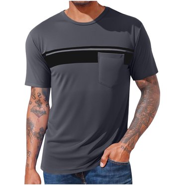 Weiqiqre Big and Tall Shirts for Men Casual T-Shirt Short Sleeve Regular Fit Crewneck Tee Summer Graphic Tops with Pocket