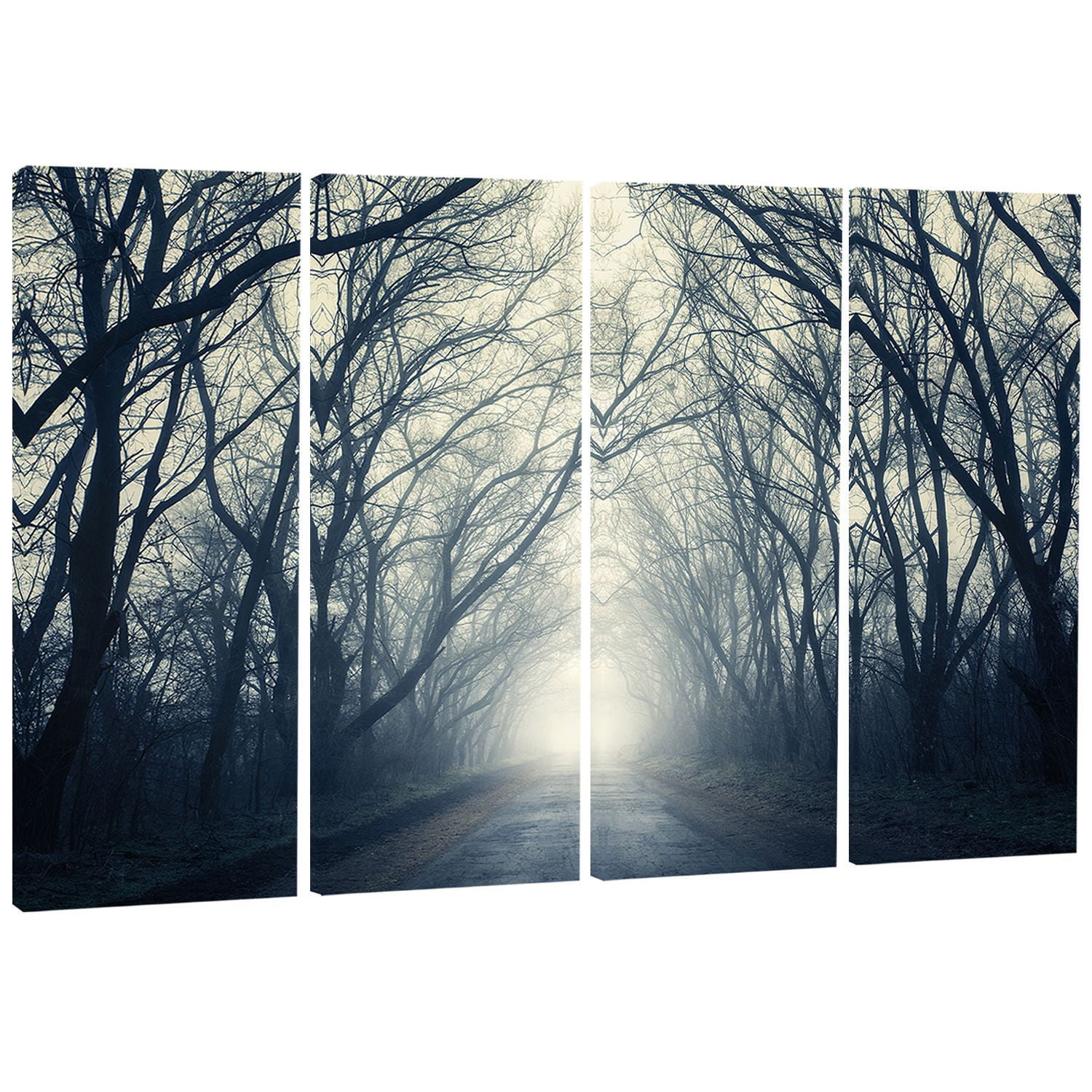 Design Art Dark Autumn Forest Fog Modern Photography Canvas Print