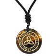 thumbnail image 3 of lionlar Antique Triquetra Pendant Rune Pendant Necklace Smooth Carved Rune Jewelry Black Yellow, 3 of 9