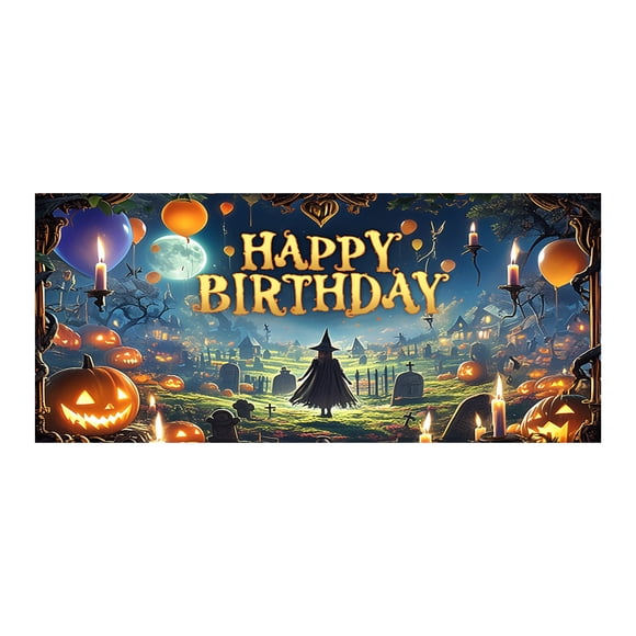 Halloween Garage Banner Weird Decorations Terrifying Atmosphere It's Big Enough To Cover A Large Of The Garage Door. Canadian Flag for Car Hood round Flat Beads Thanksgiving Banners for Front Door