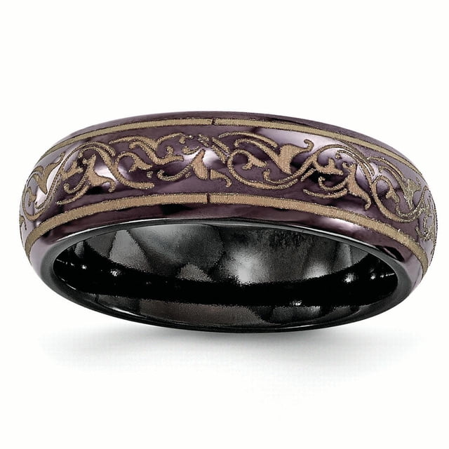 Edward Mirell Black Ti Domed Anodized Copper Color 6mm Band Size 9
