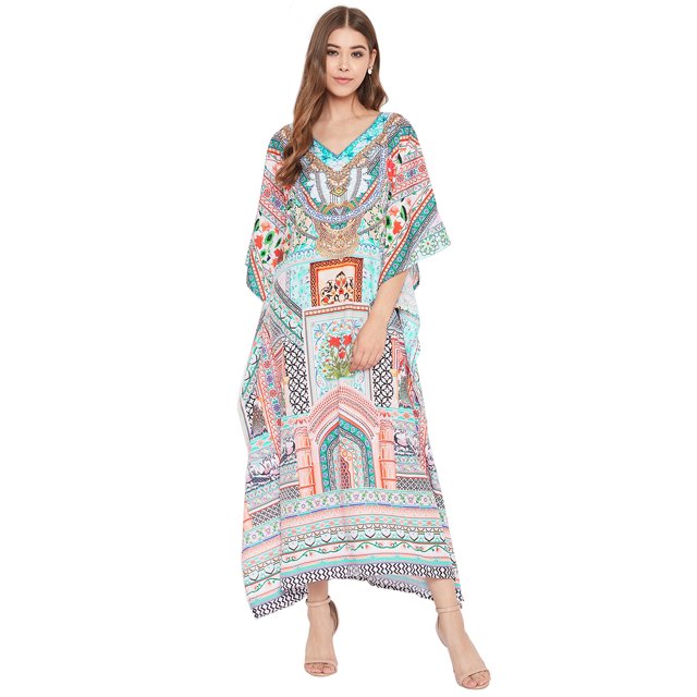 Robe Kaftan Longue Décontractée Ample à Manches Kimono pour Femmes Grande Taille, Tenue de Villégiature, Robe de Soirée, Fête, Été, Plage, Couvre-Maillot
